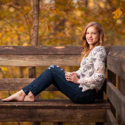 Late Afternoon Fall High School Senior Image in Cary NC