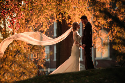 Bride and Groom at Drury Stone Chapel in Springfield