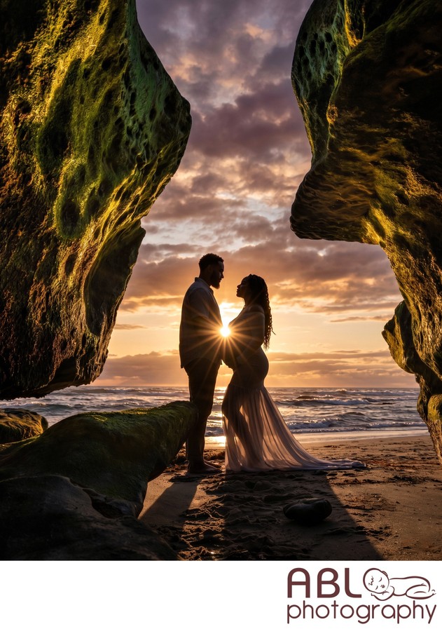 San Diego maternity photography sunset beach