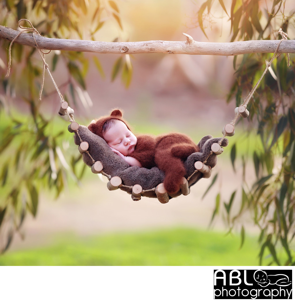 Best San Diego newborn photographers, baby bear hammock