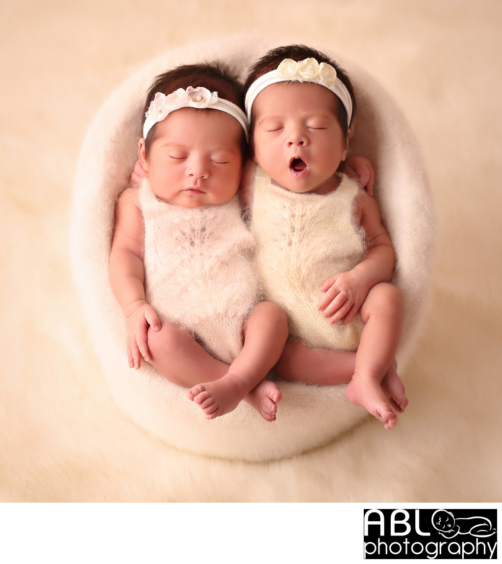 Neutral baby photos, Vista CA twin newborn photography 