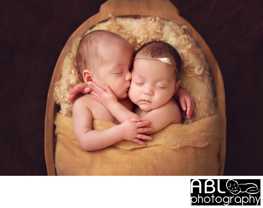 Newborn twin photo shoot idea telling secret San Diego 