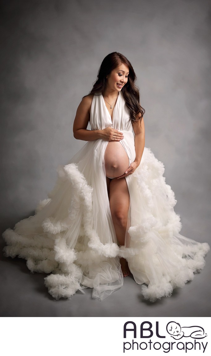 White dress on gray background