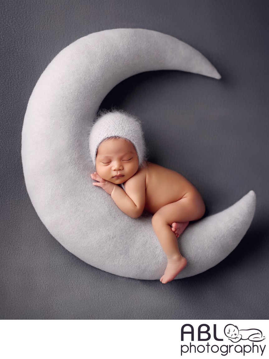 San Diego newborn photographers, baby on moon