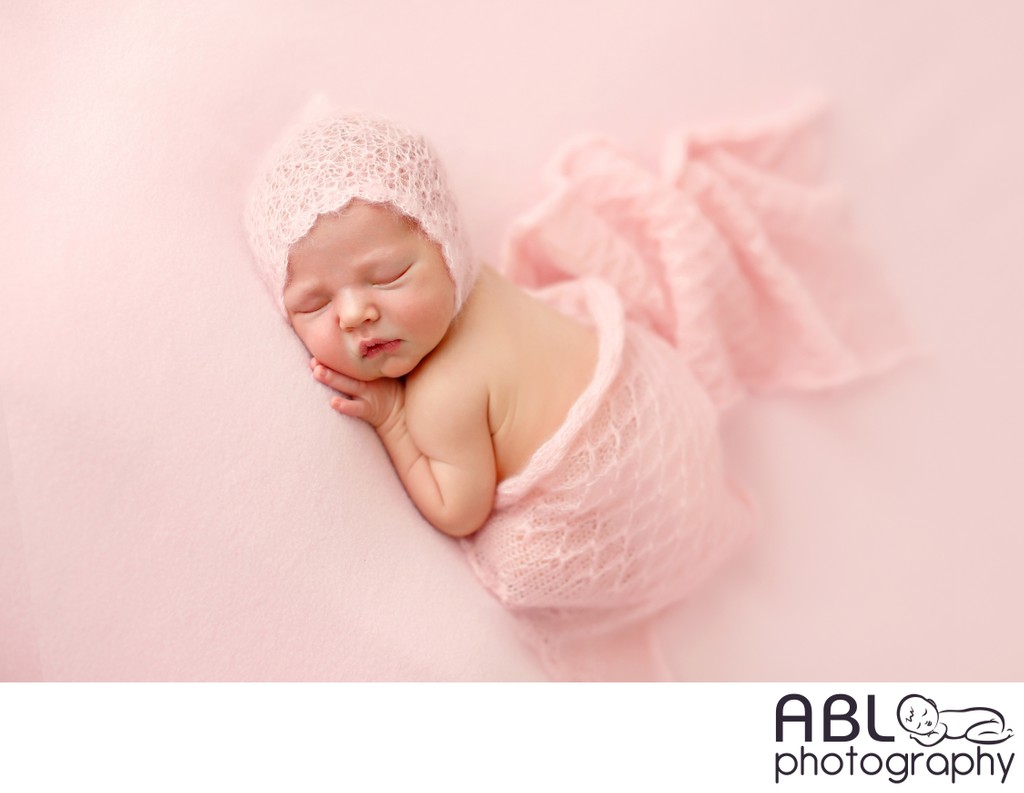 Baby girl in pink, Del Mar newborn photographers