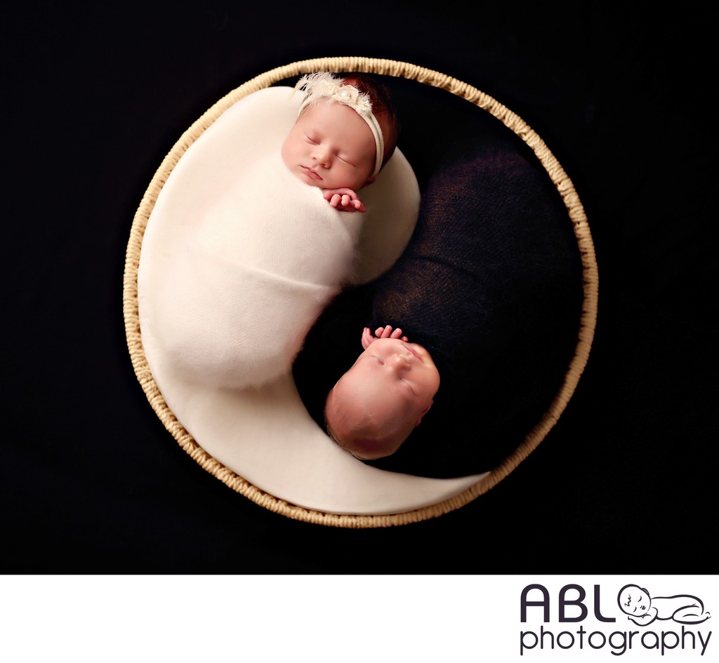 San Diego boy girl newborn twins photos yin yang symbol