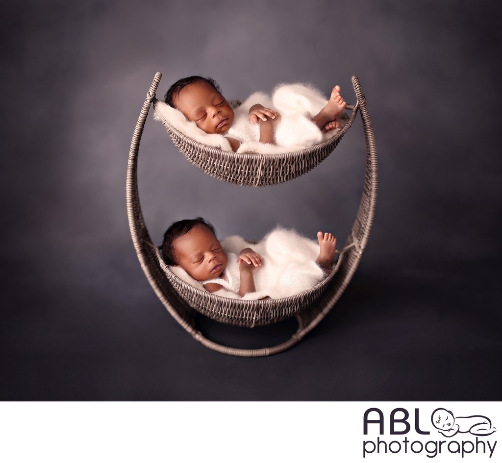 Carlsbad, CA newborn twins photographer, double basket