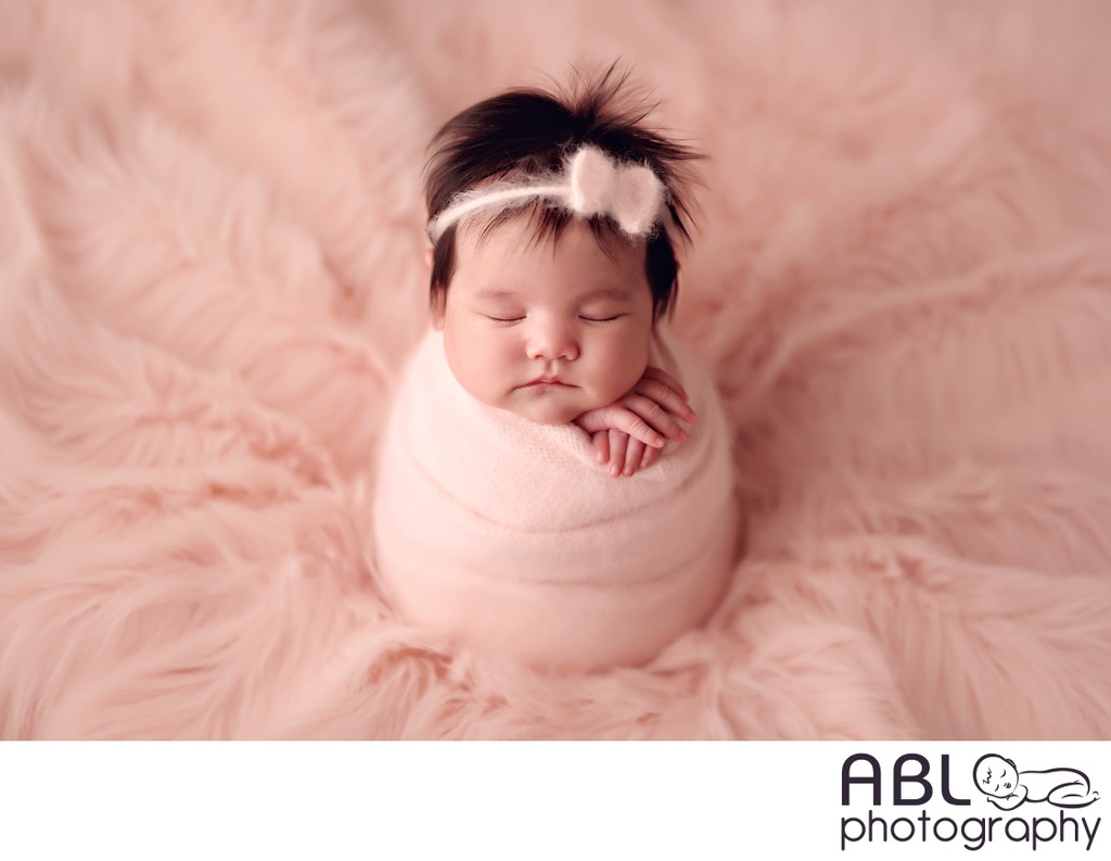 Encinitas newborn photographer, baby girl in pink 