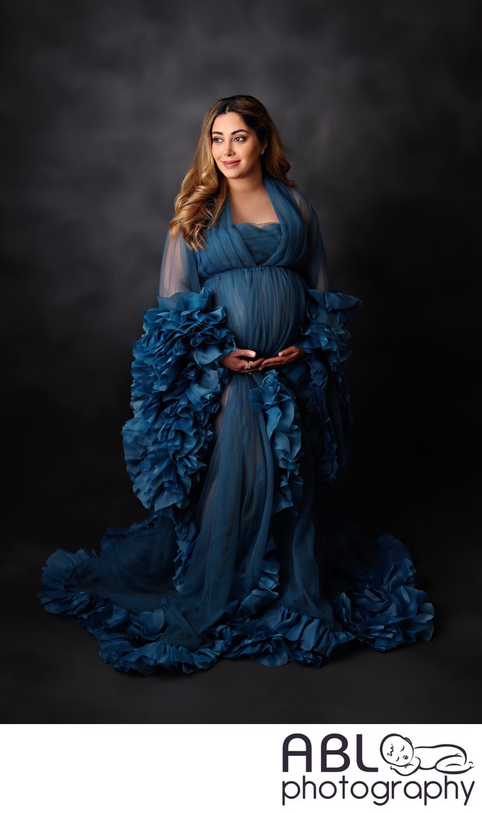 Maternity photographer San Diego, blue dress