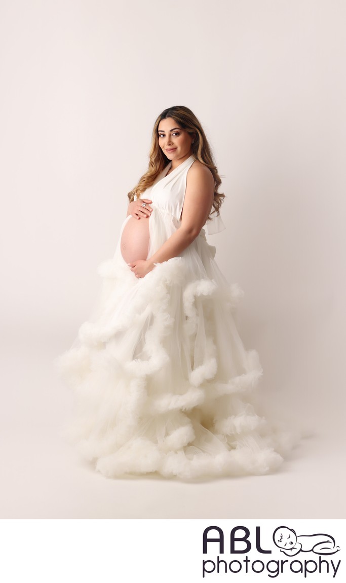 Maternity portraits San Diego, white dress