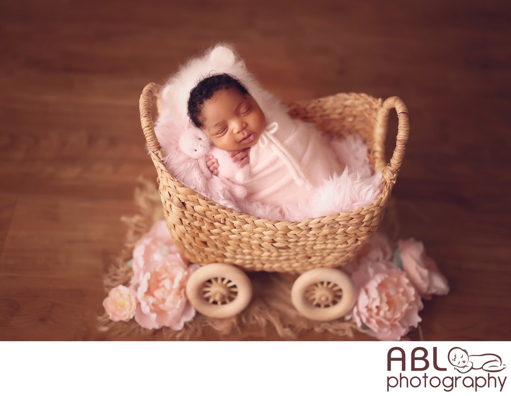 San Diego newborn photographer baby carriage