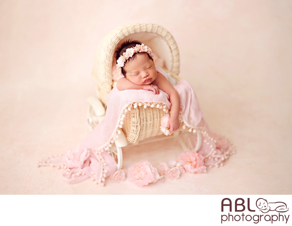 San Diego newborn photographers baby in pink