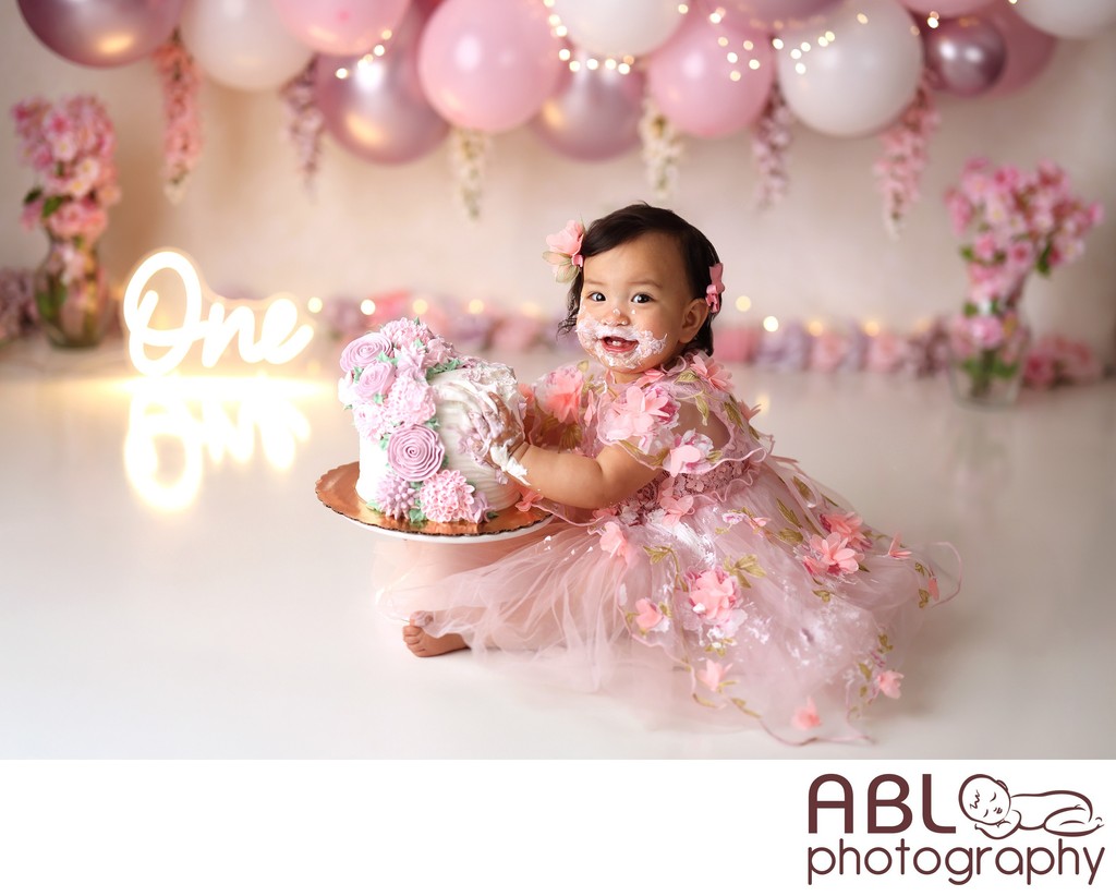 San Diego Cake Smash Photographer Pink Purple