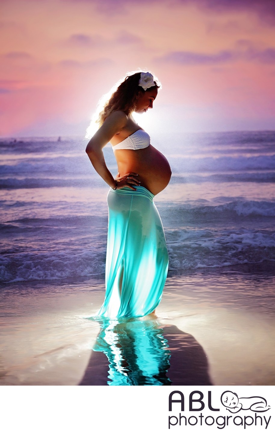 Maternity session on beach at San Diego, CA