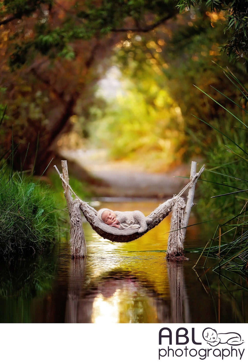 San Diego outdoor newborn photographer, baby in hammock