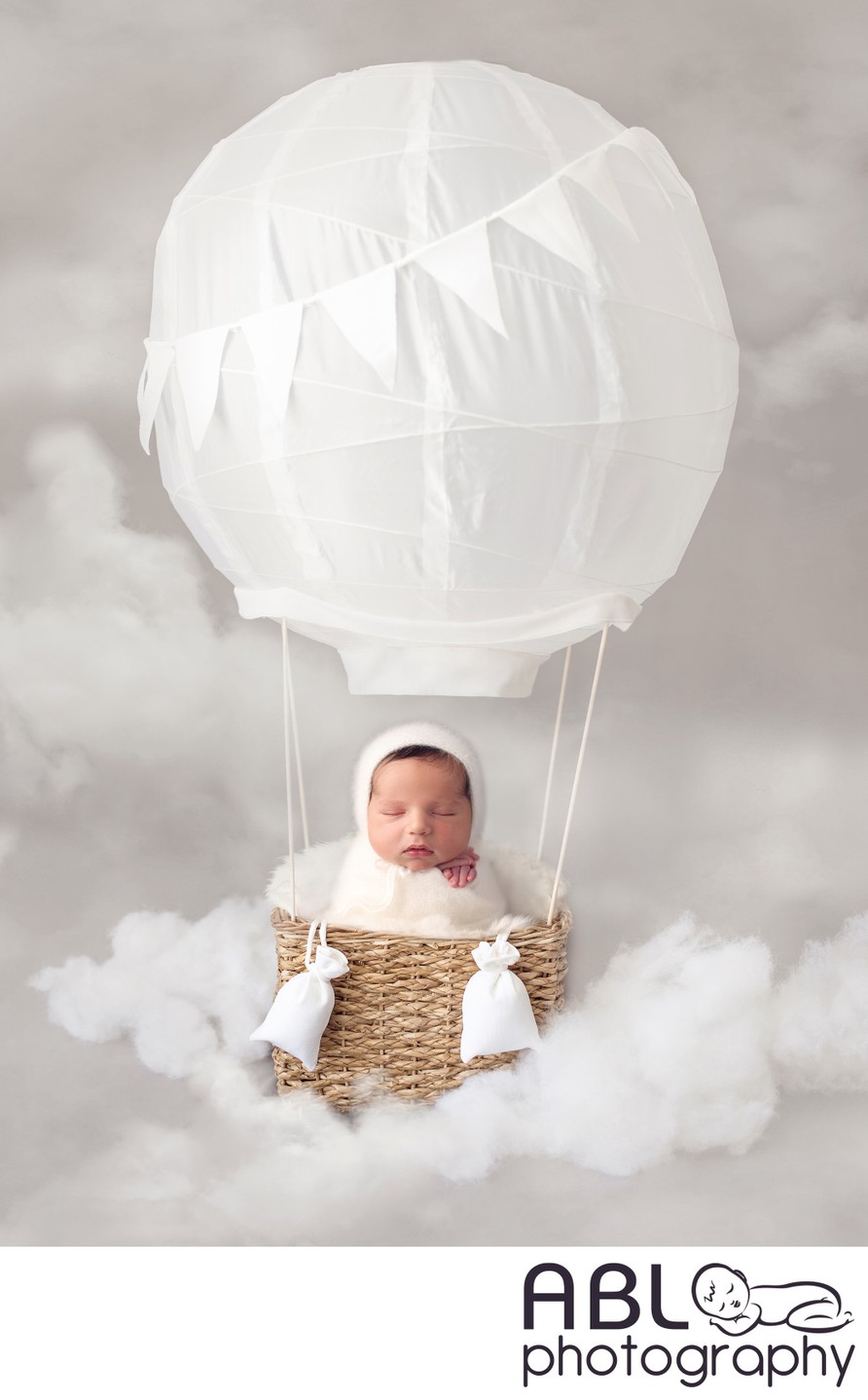 Baby on hot air balloon. 