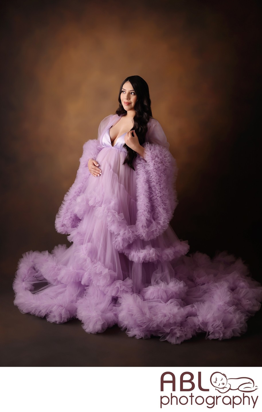 Pregnancy photographers San Diego, mom in purple dress