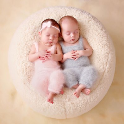 Twins on white cloud newborn photography Bonita, CA