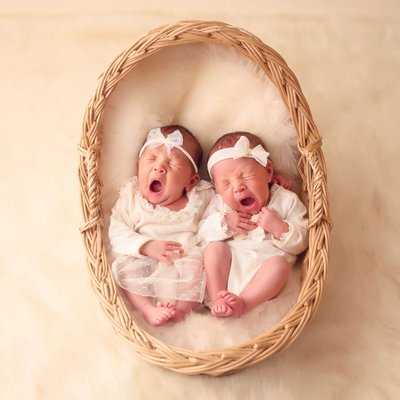 Big yawn newborn twins photography in Chula, CA