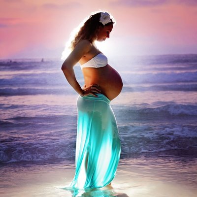 Maternity session on beach at San Diego, CA