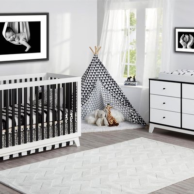 Black and white nursery decor, San Diego newborn photos 