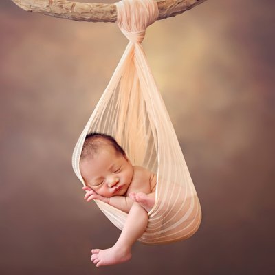 Newborn Photography San Diego newborn baby hanging pose