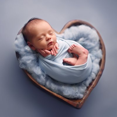 Poway infant photos, baby boy in blue heart