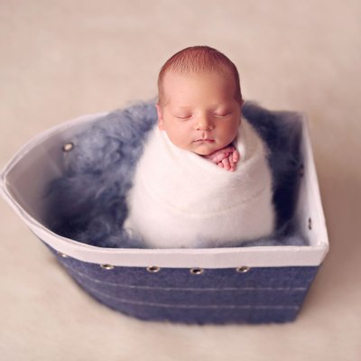 baby boy in boat, newborn photography Chula Vista