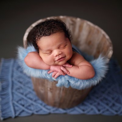 Newborn boy in blue