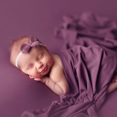 Baby girl in purple, Poway newborn photos