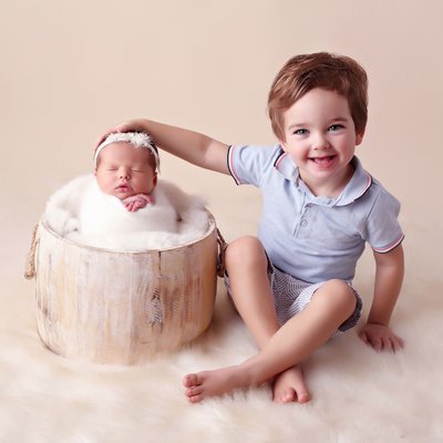 San Diego newborn photography with older brother