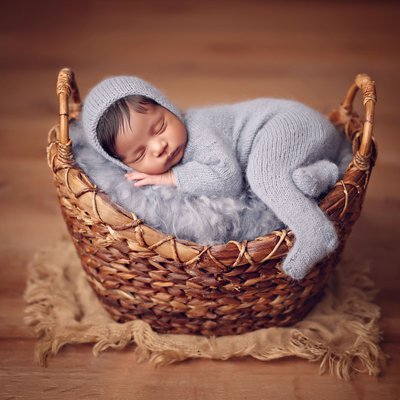 Bonita, CA newborn photographer, baby boy in blue 
