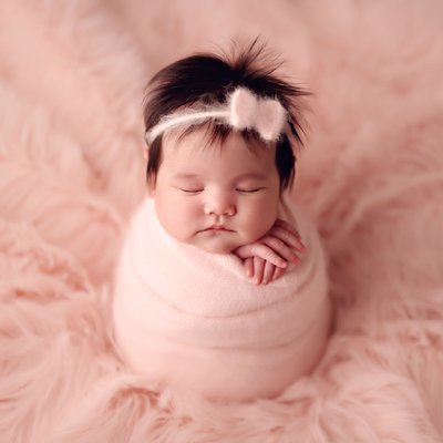 Encinitas newborn photographer, baby girl in pink 