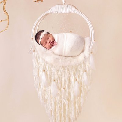 Baby hanging in dream catcher