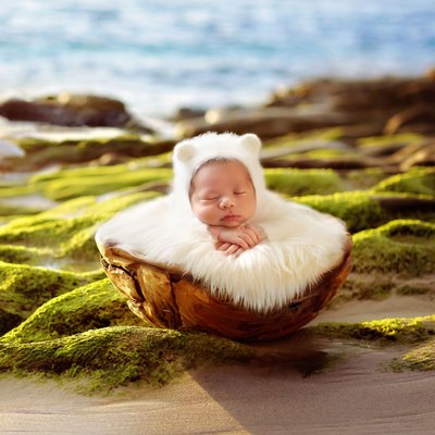 La Jolla newborn photographer beach newborn photo shoot