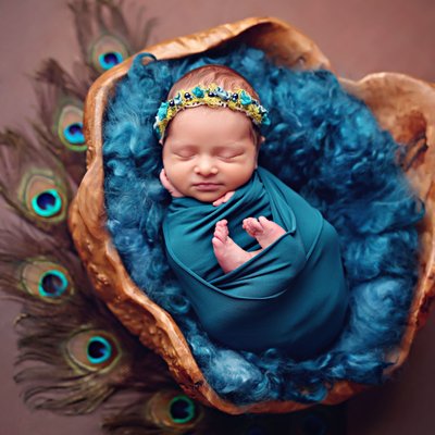 San Diego newborn photography baby in teal