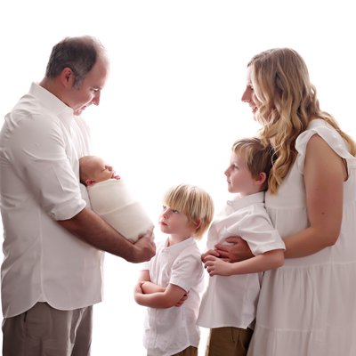 San Diego newborn photography, newborn baby with family