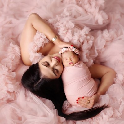 Newborn Photography San Diego Mom with Baby in Pink