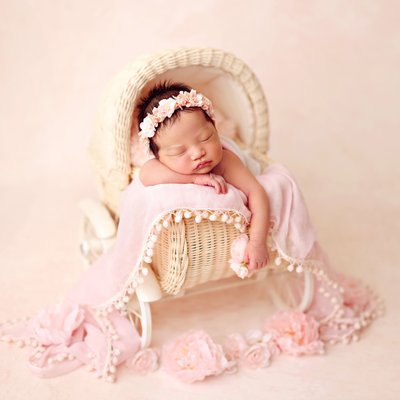 San Diego newborn photographers baby in pink
