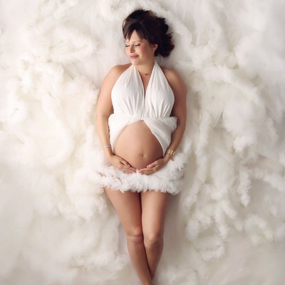 San Diego maternity photographers, overhead cream shot