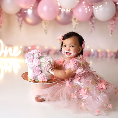 San Diego Cake Smash Photographer Pink Purple