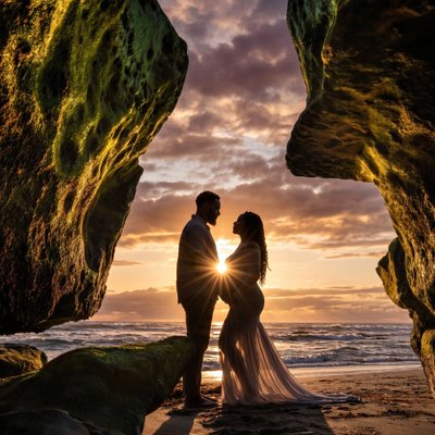 San Diego maternity photography sunset beach