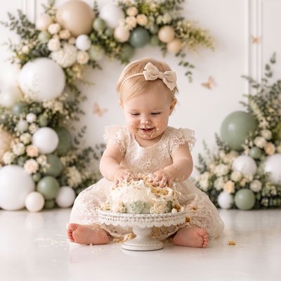 Neutral cake smash photoshoot ideas
