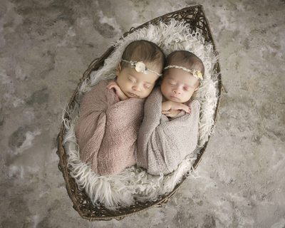 Sweet photography of newborn twin girls