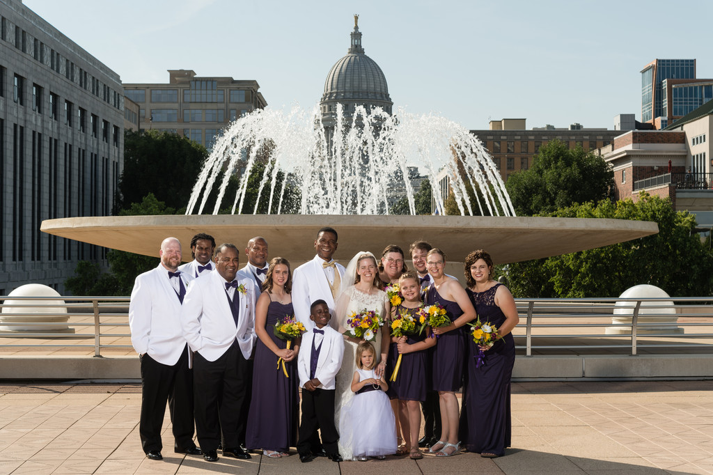 Bridal Party at Monona Terrace Madison Fountain