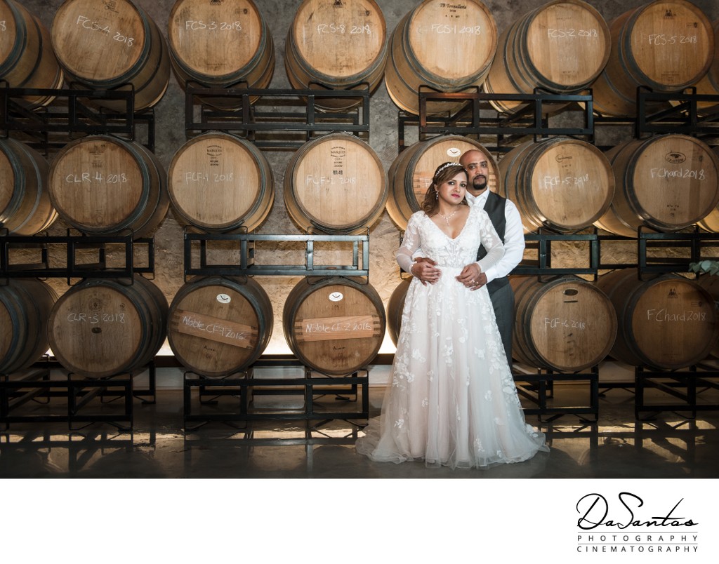 Newly weds at a winery