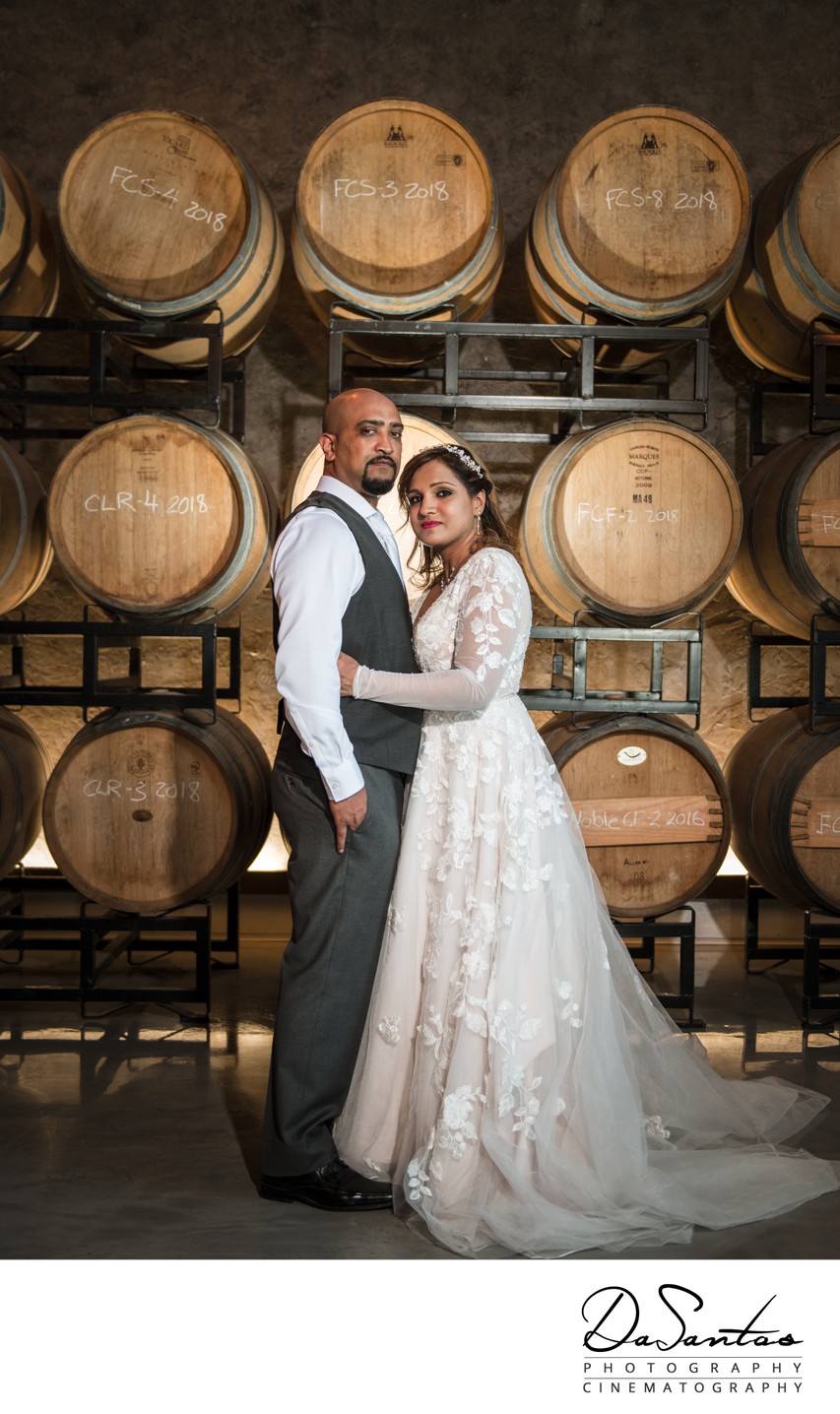 Newly weds at a winery