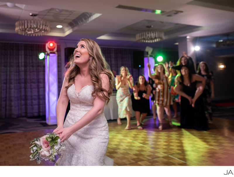 Bouquet Toss Maine Wedding Photographer 