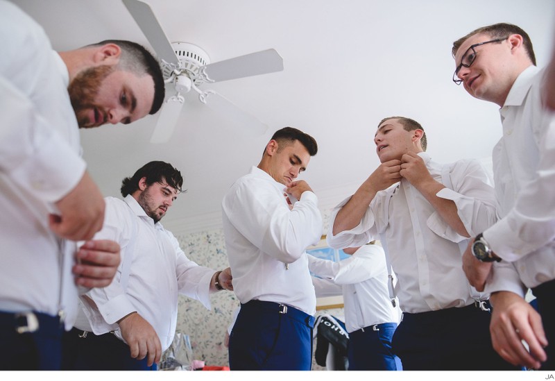 Groomsmen getting ready at the Colony Hotel