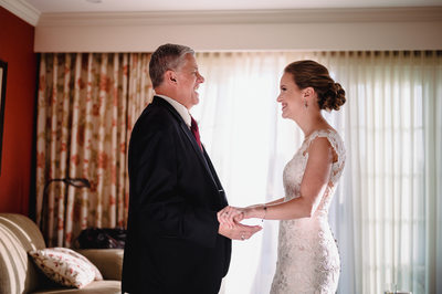 Bride seeing her father